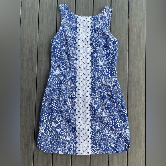 Lilly Pulitzer Shift Dress Upstream Fish Print Size 6 - Picture 4 of 11